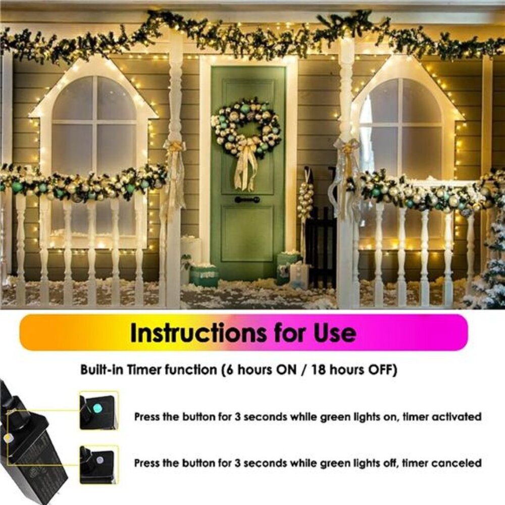 2-Pack 66FT 200 LED Christmas Lights, Extendable Christmas Tree Lights - Picture 4 of 7